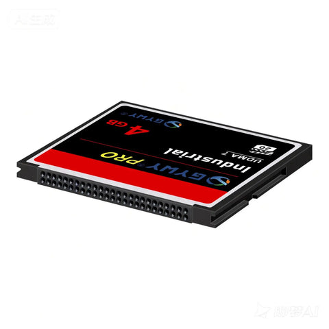 Ready To Roll 4GB Compactflash Memory Card With Blazing Fast UDMA Speeds And Rock Solid Shockproof Build For Vintage Digital Cameras And Demanding Worksite Applications, shown from an angled top view.