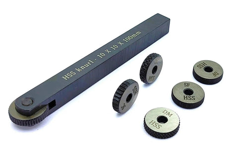 Built Tough Heavy Duty Knurling Tool Holder With 5 Spare HSS Knurls And Steel Body 10x10x100mm Anti Rust Construction Includes 3 HSS Rollers