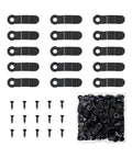 Picture frame turn-button fasteners, black metal, 100-piece set with screws (front view)