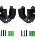 Beefy Heavy Duty Stainless Steel Closet Rod Brackets Set 1 Inch Diameter Black End Caps With Screws Rust-Resistant Curtain Rod Holder For Durable Closet Or Curtain Install 2 Pcs, black metal brackets with screws