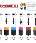 Assorted 6 Piece SAE Rivet Nut Gun Mandrel Kit With Nose Pieces For 6-32 8-32 10-24 1-4-20 5-16-18 3-8-16 Riveter Tips Spare Parts
