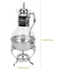 Heated Turkish Coffee Pot With Glass Pitcher And Lid, Luxury European Style Teapot Kettle, Zinc Alloy Construction, 37x18cm Silver