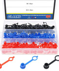180 Piece Zerk Fitting Caps Set M6 Red M8 Blue M10 Black With Keeper Includes Transparent Storage Box