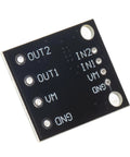 4 Pack Brushed DC Motor Driver Module With PWM Control H Bridge, 3.6A peak, close-up view, showing OUT and IN ports.