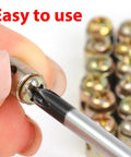 Close-up of a hand using a screwdriver on a universal throttle cable end with screws, part of the twenty pack solderless cable nipples.