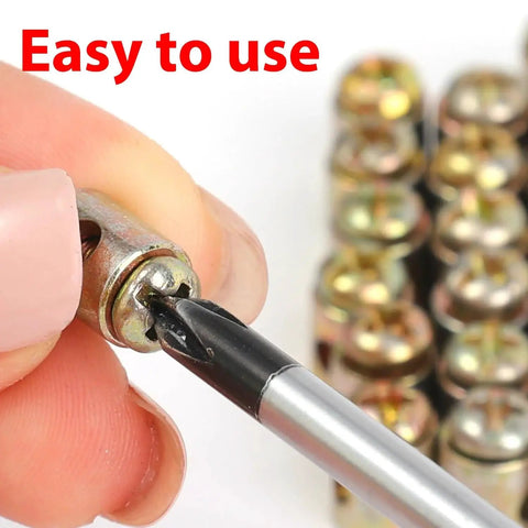 Close-up of a hand using a screwdriver on a universal throttle cable end with screws, part of the twenty pack solderless cable nipples.