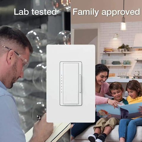 LED Dimmer Switch Kit For Dimmable LEDs 3-Way Multi-Location With Companion Dimmer shown in lab and home settings