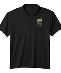 Cool Gauge Square Men Gifts Machinist CNC Tools Vise Performance Polo Shirt in black with logo, great for shop work and summer.