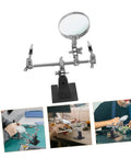 Pro Grade Repair Clip Magnifying Mirror And PCB Holder For Soldering Station showcasing setup with flexible clamps and magnifier