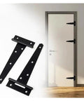 Beefy Heavy Duty Black Iron T Hinge With Screws For Outdoor Fencing And Barn Doors Rustproof Gate Hardware on white door installation