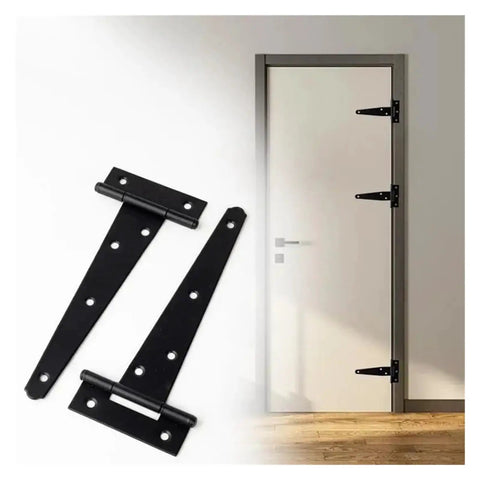 Beefy Heavy Duty Black Iron T Hinge With Screws For Outdoor Fencing And Barn Doors Rustproof Gate Hardware on white door installation