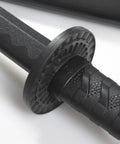 Close-up of handle and guard of 41 Inch Polypropylene Katana Sword For Training With Black Scabbard High Toughness Practice Blade