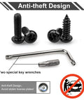 Black Anti Theft License Plate Screw Kit With M6 Tamper Proof Screws One Quarter Inch Stainless Steel 304 Includes Caps And Fastener Nuts For Front And Rear Plate Frames Weatherproof Rust Resistant Car Tag Mount Hardware