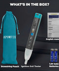 Coil Pack Tester Kit For Cars Ignition System Quick Diagnostics Without Disassembly Car Test Pen For Spark Plugs And Coils Automotive Ignition Coil Diagnostic Tool With LED Pulse Indicators Easy Troubleshooting, drawstring pouch, AAA batteries