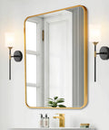 Industrial Mid Century Wall Sconce Set Of 2 With White Cylinder Glass Shades For Modern Bathroom Vanity In Matte Black And Brushed Brass Finish