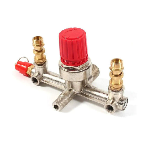 Dual Outlet Alloy Air Regulator Valve For Piston Type Compressors With V Ring Seal Fast Decompression High Precision