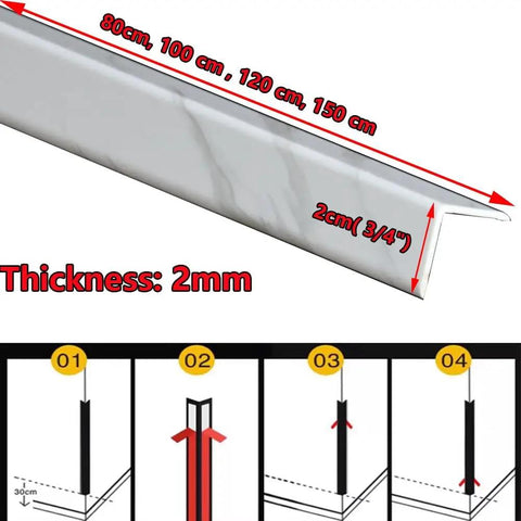 Self Adhesive PVC Wall Corner Protector L Shaped Marble Grain Edge Guard For Doors Windows And Furniture Black Durable
