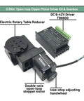 Precision Rotary Indexing Table With Integrated Stepper Drive Gearbox And Smooth Cam Splitter 24V DC Setup detailed view of motor and driver components.