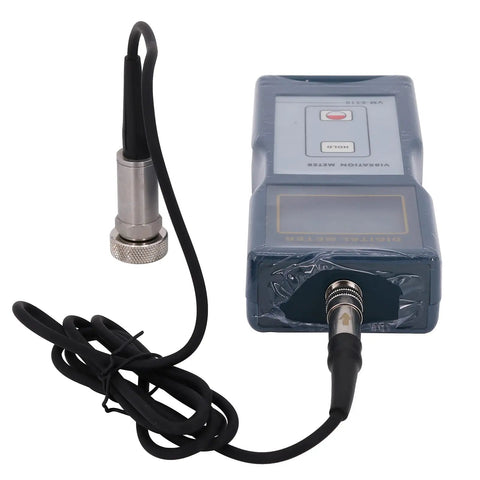 Digital Vibration Meter Vibrometer for Moving Machinery, Velocity Range 0.01 to 199.9 Millimeters Per Second, On Site Vibration Measurements, ISO 2954 Compliant, Detects Out of Balance and Misalignment, for Quality Control and Predictive Maintenance, handheld probe and cable