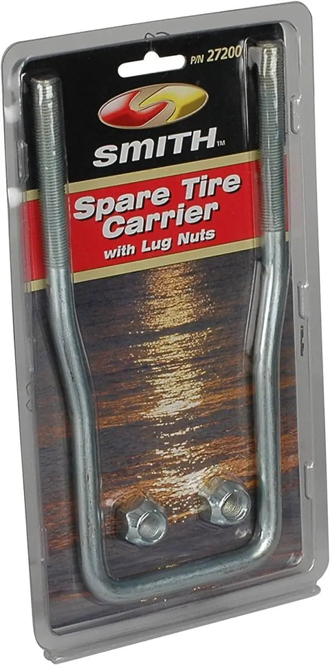 U Bolt Spare Tire Carrier For Boats Zinc Plated Marine Grade 12 Inch Mount in retail packaging with two lug nuts visible