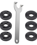 Heavy Duty Three Pack Angle Grinder Flange Nut And Wrench Set For 4.5 5 And 7 Inch Grinders With 5/8-11 Thread, includes nuts and wrench.