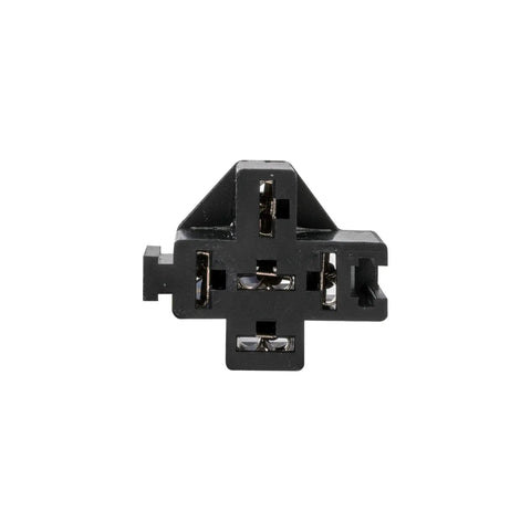 Front view of Interlocking Relay Socket Harness Base Kit For 12V DC 5 Pin SPDT Relays With 14 AWG Main Wires And 6 Inch Prewired Pigtails Bosch Style