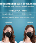 Comparison of normal and tightened wear of Five-Layer KN95 Face Mask Black For Men And Women Universal Fit All-Day Breathable Comfort