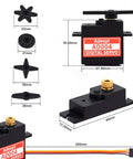 Beefy Micro Digital Servo With All Metal Gears 4.8 Kg Cm Torque At 6V Fast 0.152 Seconds Per 60 Degrees 25T Servo Arm For RC Crawler Cars Boats Drones Robots Two Pack, black 30.6mm servo