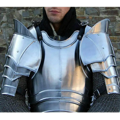 Epic Medieval Shoulder Pauldron Armor Set for Cosplay and LARP Fully Wearable Knight Armor with Adjustable Leather Straps