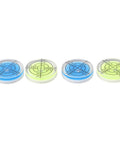 4 Pack 32mm Circular for spirit Level Wear Resistant for acrylic Bubble featuring translucent bubbles in blue and yellow.