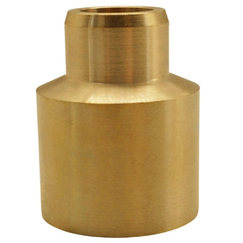 Brass shift shaft bushing, front view; cylindrical with a smaller top boss