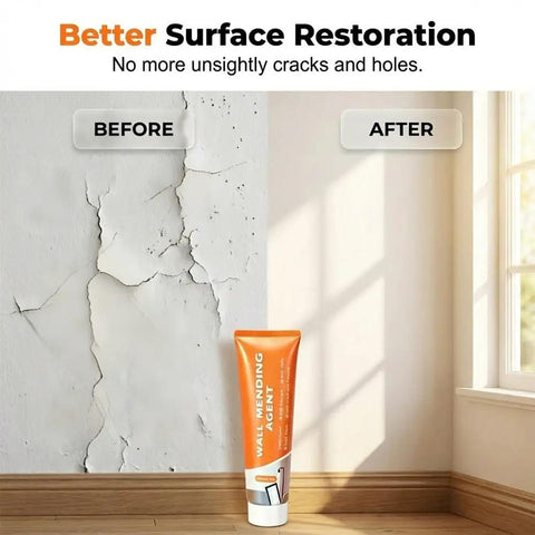 2026 Upgrade Drywall Repair Kit With Scraper For Quick Hole Patching And Wall Mending Spackle Set showing before and after wall repair