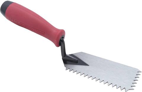 QLT V Notched Margin Trowel For Flooring And Tiling, Soft Grip Handle, 5 By 2 Inch Blade, One Quarter Inch V Notch, Pro Grade Margin Tool