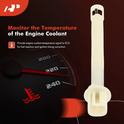New Engine Coolant Temperature Sensor For Buick Cadillac Chevy GMC Bolt installed next to dashboard temperature gauge.