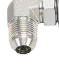 Built Like A Tank Heavy Duty Hydraulic Fitting 90 Degree Elbow Adapter 3/8 Inch steel, threaded close-up