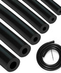 Automotive Silicone Vacuum Hose Kit With 3Mm 4Mm 5Mm 6Mm 8Mm 10Mm Inner Diameters Six Black High Temp Silicone Hoses Five Feet Each 3Mm Wall Thickness Includes Tubing Cutter Ideal For Boost Lines And Engine Vacuum Systems showing different hose sizes and a coiled hose with cutter