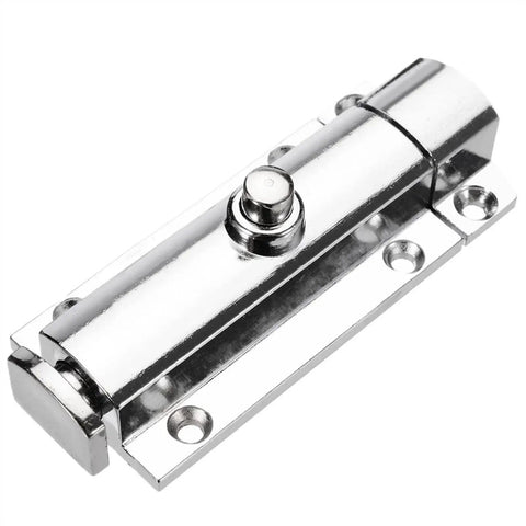 WUUWCHODC Door Bolt Sliding Lock Gate Latch Zinc Alloy Security Hardware, close-up view showing polished chrome finish and locking mechanism.