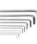 Heavy Duty Hex Key Set With Nine Durable Chrome Vanadium Wrenches Perfect For DIY Repairs And Home Workshop Jobs In All Sizes From Small To Large. 9 chrome vanadium hex keys shown