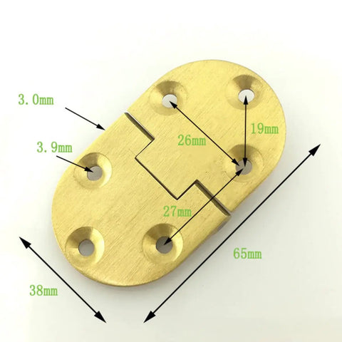 2 Piece Silent Close Spring Hinges In Solid Copper deliver smooth 90 degree fold, dimensions shown highlight functionality.