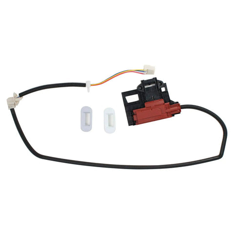 W10404050 Washer Latch Assembly Replacement Fits WTW5640XW3 Washer Easy At Home Install Durable High Quality Part That Extends Your Machine Life No Sweat DIY Fix Reliable Auto Fit, black washer latch with wiring harness
