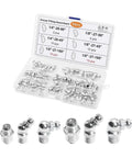 Beefed Up Car Grease Fittings Kit With One Quarter And One Eighth Inch Universal Set for Straight 45 Degree and 90 Degree Angles