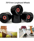 70Mm Longboard Wheel Set With 80A Hard PU, Preinstalled 608RS ABEC-9 Bearings And Spacers, Includes Riser Pads And Hardware Bolts