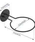 Diagram of Two Pack Wall Mount Basketball Racks Black Space Saving Ball Holder dimensions in centimeters and inches