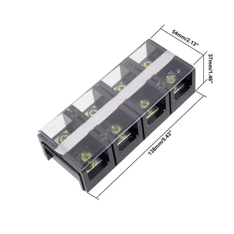 Heavy Duty 4 Position Dual Row Barrier Block Terminal Strip 600V 100A 8 Terminals 10 to 22 mm2 Wires with Removable Cover