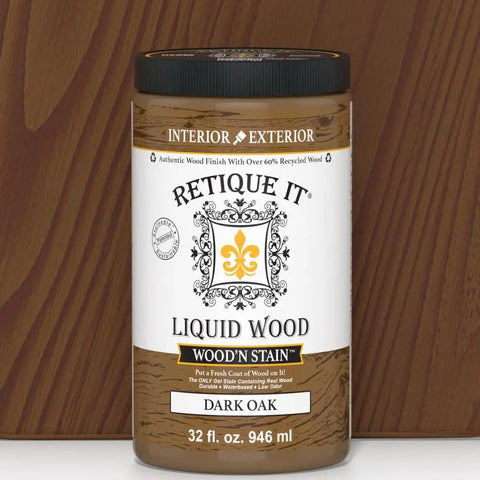 Smooth Operator Liquid Wood Gel Stain in Dark Oak, 32 oz jar for furniture and decking projects.