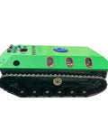 Heavy Duty Remote Control Tracked Spray Equipment With Crawler Sprayer Design For Farm Use, green crawler unit, side view.