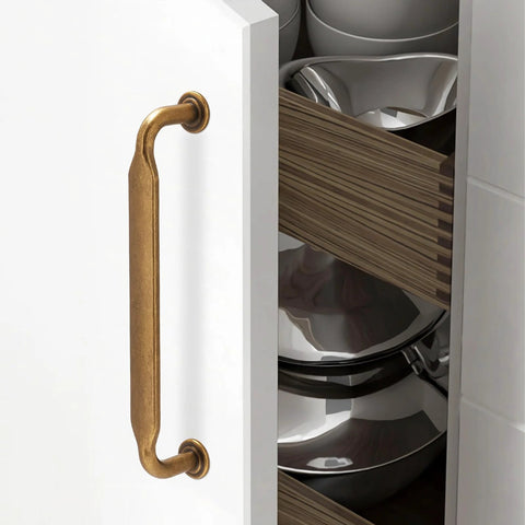 Antique Brass Cabinet Pulls 5 Inch 128mm Hole Centers Zinc Alloy Vintage Drawer Handles for Kitchen Cabinets 10 Pack