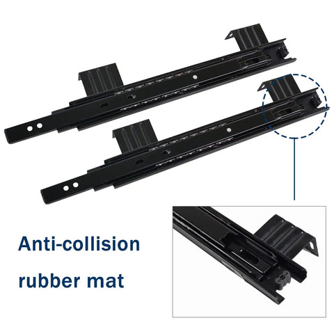 Heavy Duty Drawer Slides With Full Extension And Ball Bearings Three Fold Design Adjustable 24 To 29 Cm, black metal rail