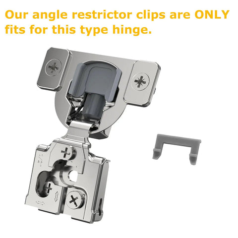 30 Pack Cabinet Door Angle Restriction Clips For 90 Degree Limit To Prevent Slamming And Wall Dings With Super Snug Hinge Guards That Keep Your Kitchen Cupboards Safe And Sound While Acting As The Ultimate Wall Savior In Any Space hinge type showing clip fit