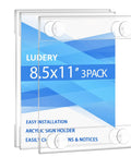 Clear Acrylic Window Sign Holder 8.5x11 With Four Suction Cups For Glass Walls Easy Mount Advertising Signage Display Frame Pack Of 3